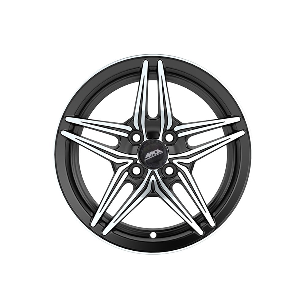 Uno Minda W1D070-000M00 Wave Alloy Wheel 16 Inch, Diamond Cut, Black Machined, 4 Holes